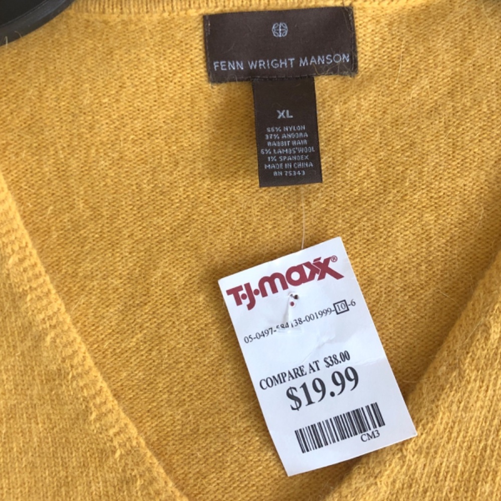 FENN WRIGHT MANSON  Angora Lambswool Blend V Neck Pullover Sweater Size XL - Picture 5 of 5